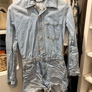 Zara Light Blue Denim Jumpsuit